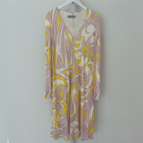 EMILIO PUCCI LAVENDER YELLOW VISCOSE DRESS MODEL 1EJH25 SIZE IT 40 / US 6 - Picture 4 of 17